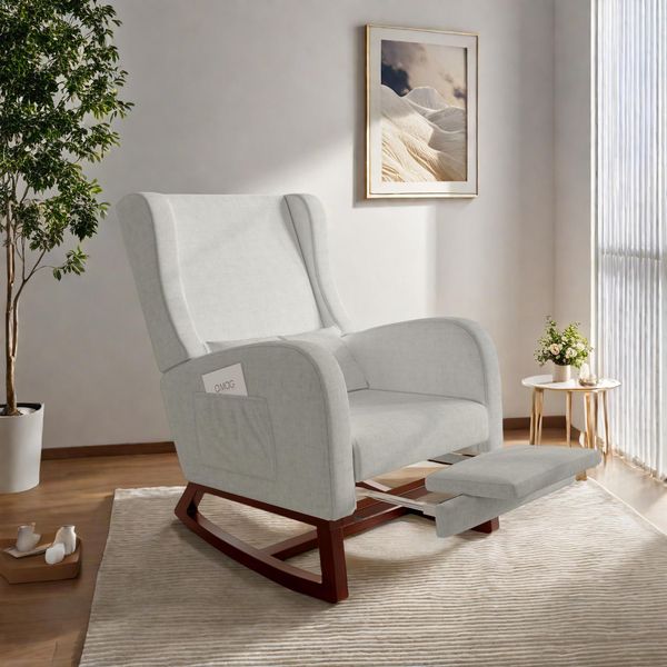 Sedia A Dondolo Poltrona Swing Poltrona Da Salotto Poltrona Per Camera Da Letto, Portata Fino A 120 Kg, Poliestere, Grigio-image