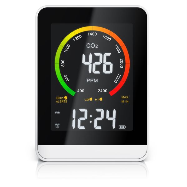 Misuratore Di CO2 Brandson Con Batteria Ricaricabile 2000Mah, Tester Mobile Della Qualità Dell'aria, Allarme, Temperatura, Umidità, Portatile, Senza Fili, Lcd, Sveglia-image