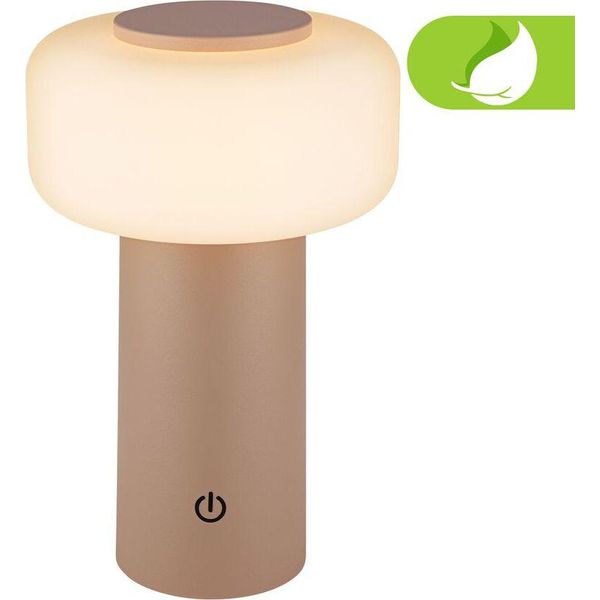 Briloner Juna Lampada Da Tavolo Senza Fili IP44, Dimmerabile, Touch, Batteria Ricaricabile, Protezione Dagli Spruzzi D'acqua, Beige, Ø13 X 20,6 Cm-image