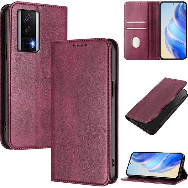 Custodia Per Xiaomi Poco F5 Pro/Redmi K60/K60 Pro, Custodia In Pelle Vintage Con Protezione Rfid, Slot Per Carte, Supporto Rosso-image