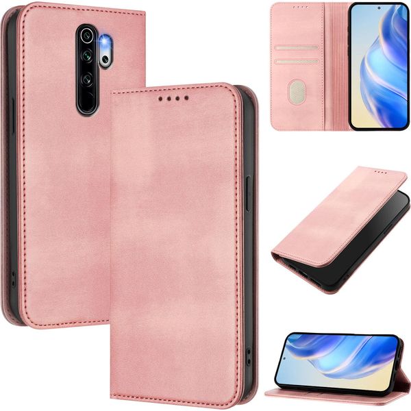 Custodia Per Xiaomi Redmi Note 8 Pro, Custodia In Pelle Vintage Con Protezione Rfid, Slot Per Schede, Supporto Rosa-image