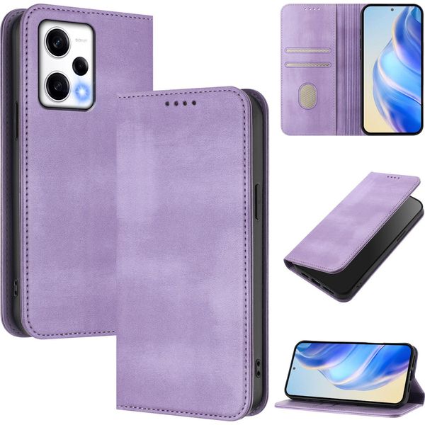 Custodia Per Xiaomi Redmi Note 12 Pro+, Custodia In Pelle Vintage Con Protezione Rfid, Slot Per Schede, Supporto Viola-image