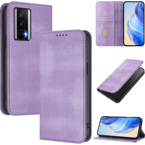 Custodia Per Xiaomi Poco F5 Pro/Redmi K60/K60 Pro, Custodia In Pelle Vintage Con Protezione Rfid, Slot Per Carte, Supporto Viola-image