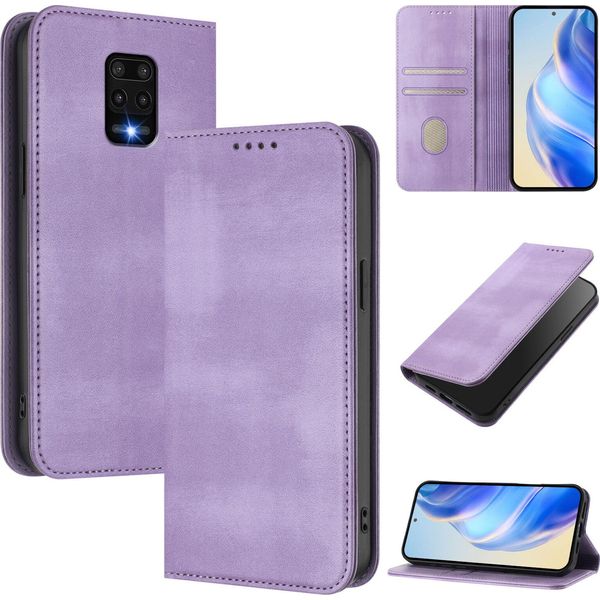 Custodia Per Xiaomi Redmi Note 9S/9 Pro/9 Pro Max, Custodia In Pelle Vintage Con Protezione Rfid, Slot Per Carte, Stand Viola-image