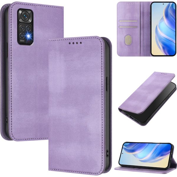 Custodia Per Xiaomi Redmi Note 11 4G/Note 11S/Note 12S, Custodia In Pelle Vintage Con Protezione Rfid, Slot Per Schede, Supporto Viola-image