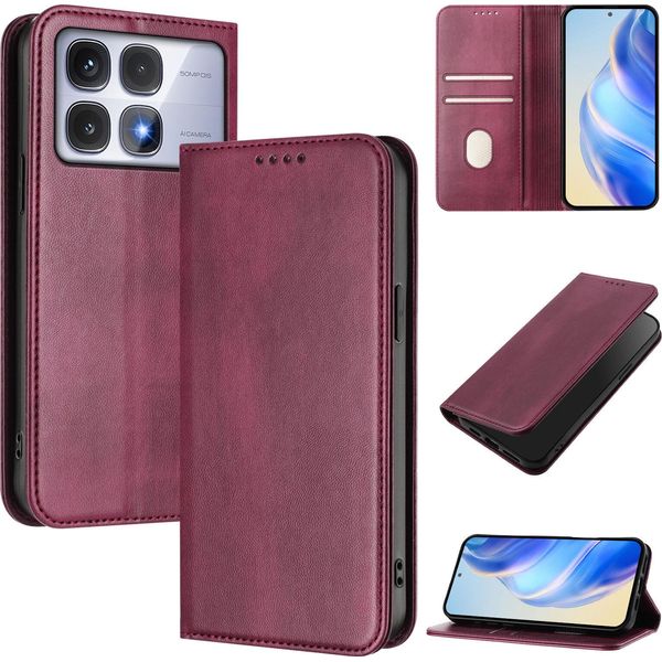 Custodia Per Xiaomi Redmi K70 Ultra, Custodia In Pelle Vintage Con Protezione Rfid, Slot Per Schede, Supporto Viola-image