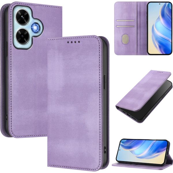 Custodia Per Xiaomi Redmi Note 13 4G, Custodia In Pelle Vintage Con Protezione Rfid, Slot Per Schede, Supporto Viola-image