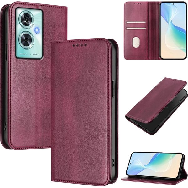 Custodia Per Oneplus Nord N30 Se, Custodia In Pelle Vintage Con Protezione Rfid, Slot Per Schede, Supporto Rosso-image
