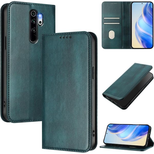 Custodia Per Xiaomi Redmi Note 8 Pro, Custodia In Pelle Vintage Con Protezione Rfid, Slot Per Schede, Supporto Verde-image