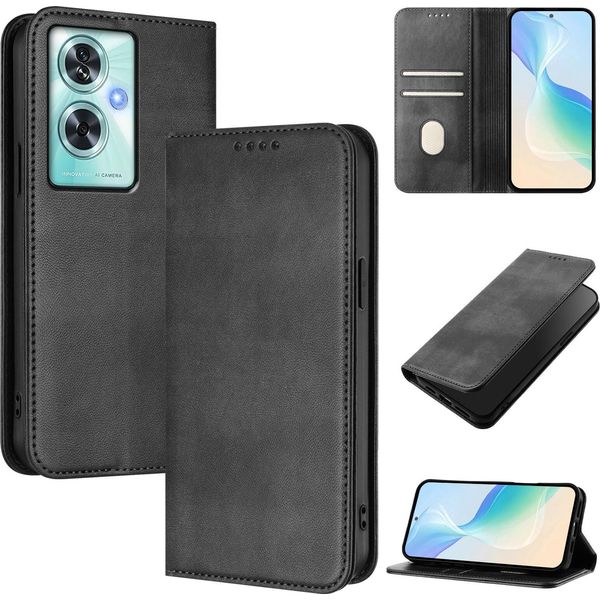 Custodia Per Oneplus Nord N30 Se, Custodia In Pelle Vintage Con Protezione Rfid, Slot Per Schede, Supporto Nero-image