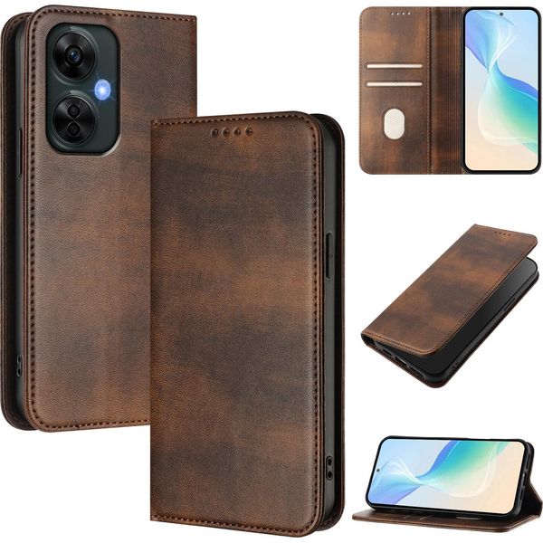 Custodia Per Oneplus Nord Ce 3 Lite/Nord N30, Custodia In Pelle Vintage Con Protezione Rfid, Slot Per Schede, Supporto Marrone-image