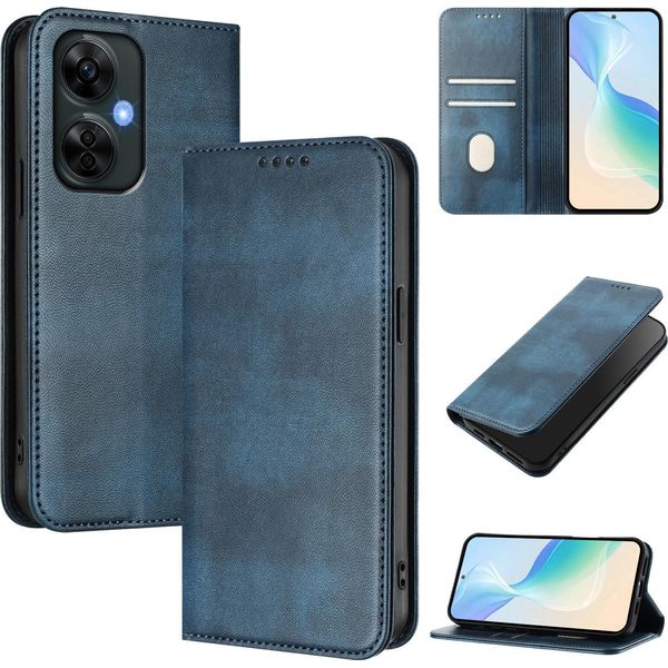 Custodia Per Oneplus Nord Ce 3 Lite/Nord N30, Custodia In Pelle Vintage Con Protezione Rfid, Slot Per Schede, Supporto Blu-image