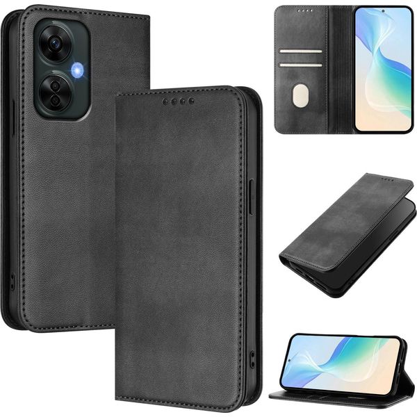 Custodia Per Oneplus Nord Ce 3 Lite/Nord N30, Custodia In Pelle Vintage Con Protezione Rfid, Slot Per Schede, Supporto Nero-image