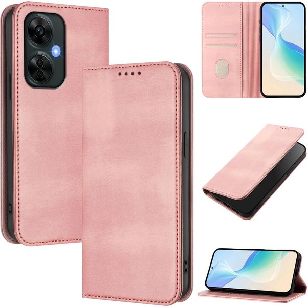 Custodia Per Oneplus Nord Ce 3 Lite/Nord N30, Custodia In Pelle Vintage Con Protezione Rfid, Slot Per Schede, Supporto Rosa-image