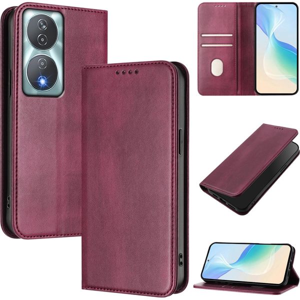 Custodia Per Honor 90 Smart/Honor X7B/Honor X7B 5G, Custodia In Pelle Vintage Con Protezione Rfid, Slot Per Carte, Supporto Rosso-image