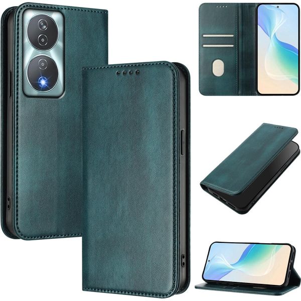 Custodia Per Honor 90 Smart/Honor X7B/Honor X7B 5G, Custodia In Pelle Vintage Con Protezione Rfid, Slot Per Carte, Supporto Verde-image