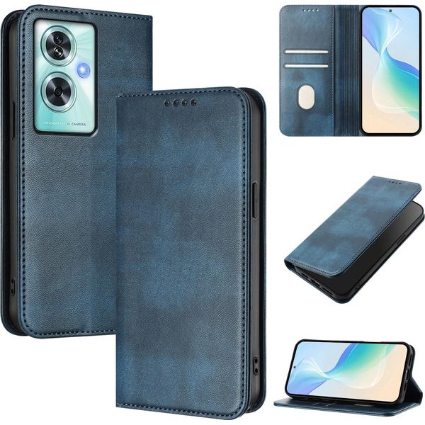 Custodia Per Oneplus Nord N30 Se, Custodia In Pelle Vintage Con Protezione Rfid, Slot Per Schede, Supporto Blu-image