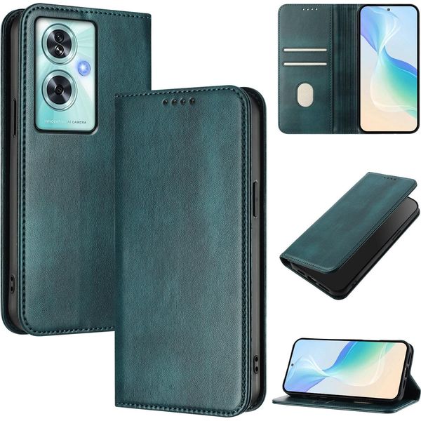 Custodia Per Oneplus Nord N30 Se, Custodia In Pelle Vintage Con Protezione Rfid, Slot Per Schede, Supporto Verde-image