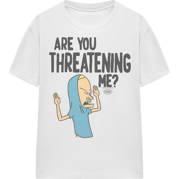 Beavis & Butthead - "Mi Stai Minacciando?"" Maglietta Per Bambini/Donne Unisex TV15812 (L) (Bianco)"-image
