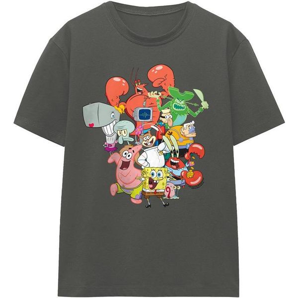 Spongebob Squarepants - Maglietta "The Whole Gang"" Per Uomo/Donna Unisex TV16025 (S) (Charcoal)"-image