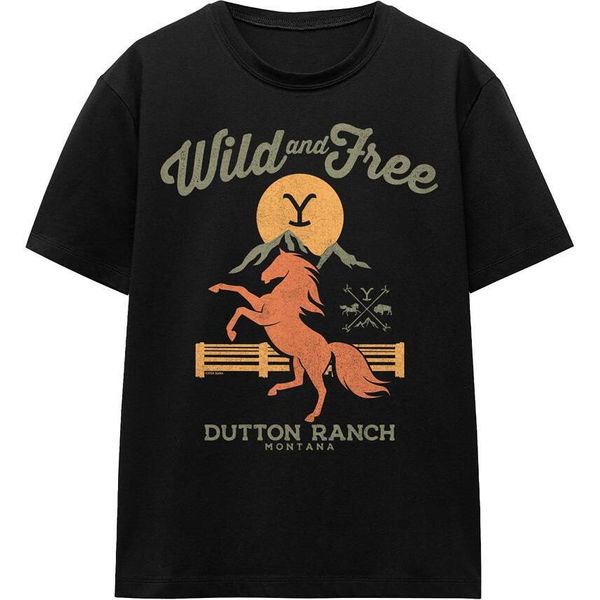 Yellowstone - Maglietta "Wild & Free"" Per Uomo/Donna Unisex TV16988 (S) (Nero)"-image