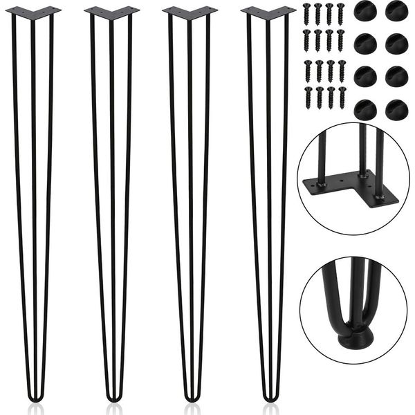 Bettizia 4X 72Cm Gambe A Forcina Per Tavolo Gambe A Forcina 3 Staffe Telaio Tavolo Fai Da Te Tavolo Pattini Tavolo Da Pranzo Nero-image