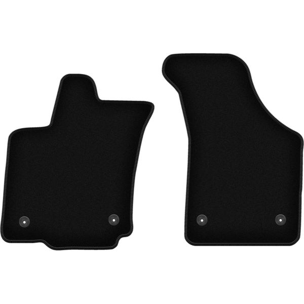 Wielganizator Tappetini Anteriori In Velluto Per Vw Phaeton (2002-2016, Berlina Con Estintore) Neri, Set 2 Pz, Con Fissaggi-image