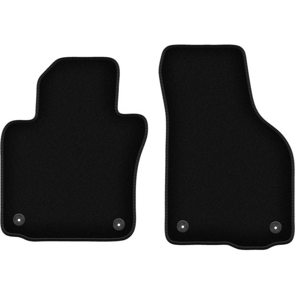 Wielganizator Tappetini Anteriori In Velluto Per Volkswagen Golf Vi (2009-2013, Hatchback, Variant, Station Wagon) Neri, Set 2 Pz, Con Fissaggi-image