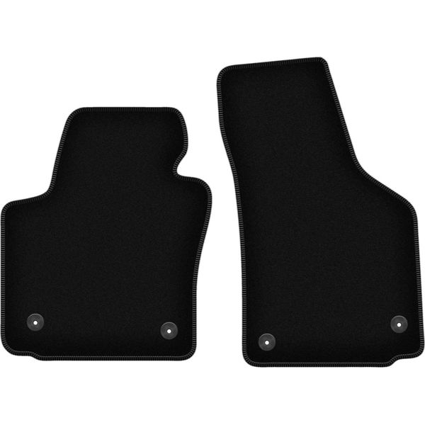 Wielganizator Tappetini Anteriori In Velluto Per Seat Leon Ii (2005-2012, Hatchback) Neri, Set 2 Pz, Con Fissaggi-image