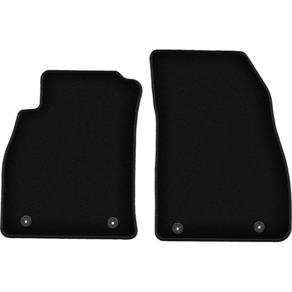 Wielganizator Tappetini Anteriori In Velluto Per Saab 9-5 Ii Ng (2010-2012, Berlina, Station Wagon, Liftback, Hatchback) Neri, Set 2 Pz, Con Fissaggi-image
