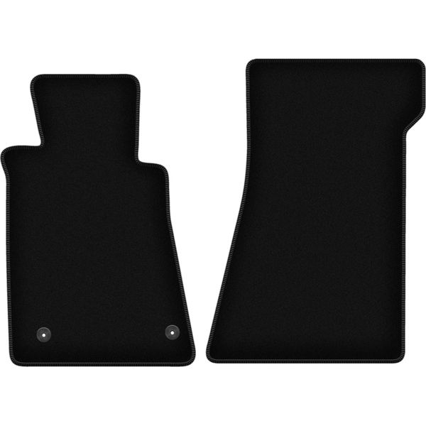 Wielganizator Tappetini Anteriori In Velluto Per Mercedes Sl R107 Z Katalizatorem (1985-1989, Coupé, Cabriolet) Neri, Set 2 Pz, Con Fissaggi-image