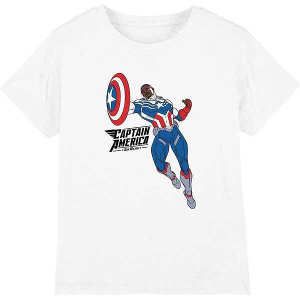 Capitan America - Maglietta Per Bambini TV17385 (128) (Bianco)-image