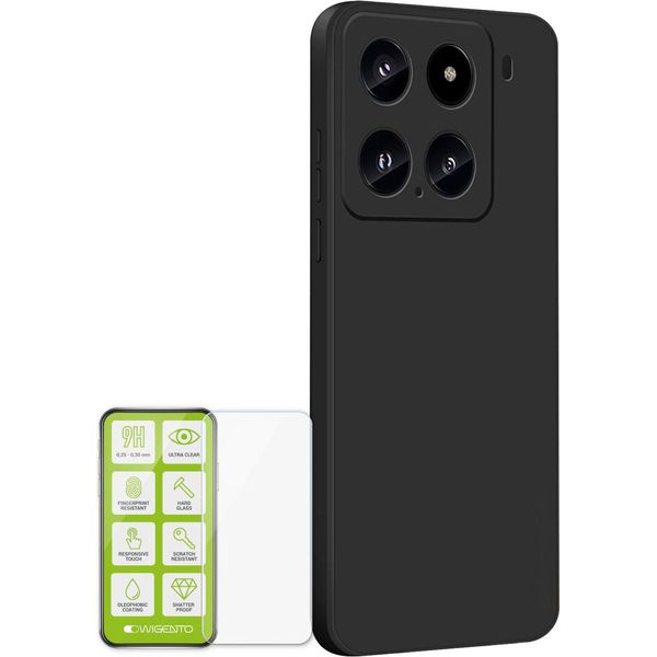 Per Xiaomi 15 Custodia Protettiva In Silicone Tpu Per Cellulare Nero + Pellicola In Vetro Temperato H9-image