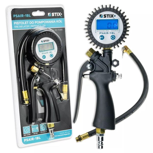 Pistola Stix PSAIR-1BL Per La Pressione Dei Pneumatici 0-18 Bar Con Manometro Elettronico-image