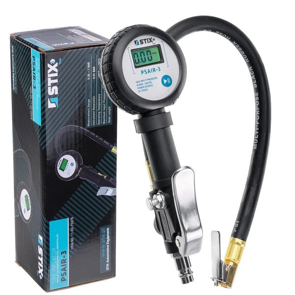 Pistola Di Pressione Per Pneumatici Stix PSAIR-3 0-18 Bar Con Manometro Elettronico-image