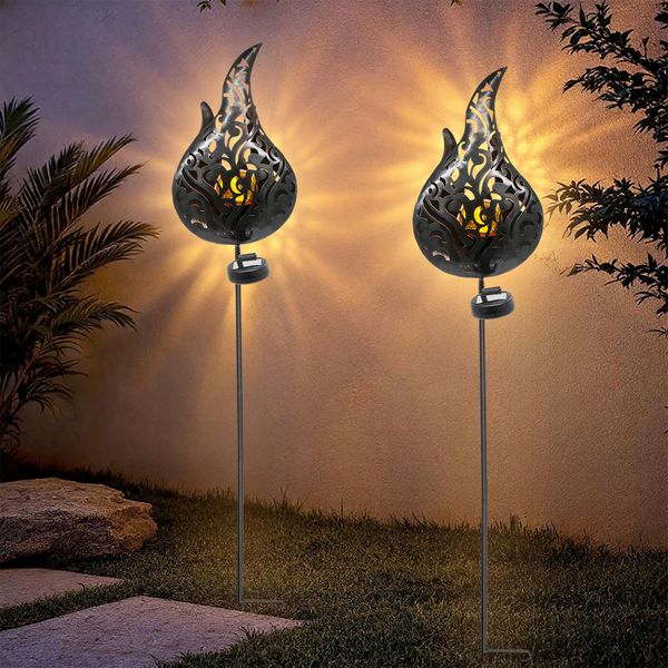 2.06 Spina Solare Da Giardino In Set Da 2 - Circa 92X17X17 Cm - Decorazione Da Giardino Palla Di Fuoco Illuminata-image