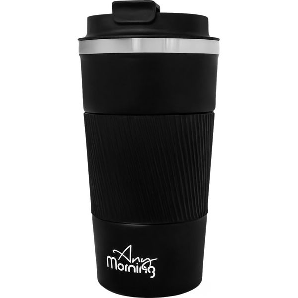 Any Morning BA21549 Tazza Thermos Da 500 Ml, In Acciaio Inox A Doppio Strato, Fascia In Silicone Antiscivolo, Coperchio A Prova Di Perdite, 16,91 Oz-image