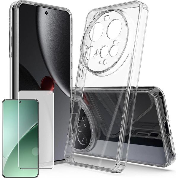 Per Xiaomi 15 Ultra Custodia In Silicone Tpu Trasparente + Pellicola Protettiva In Vetro Curvo H9 Custodia Protettiva Per Cellulare-image