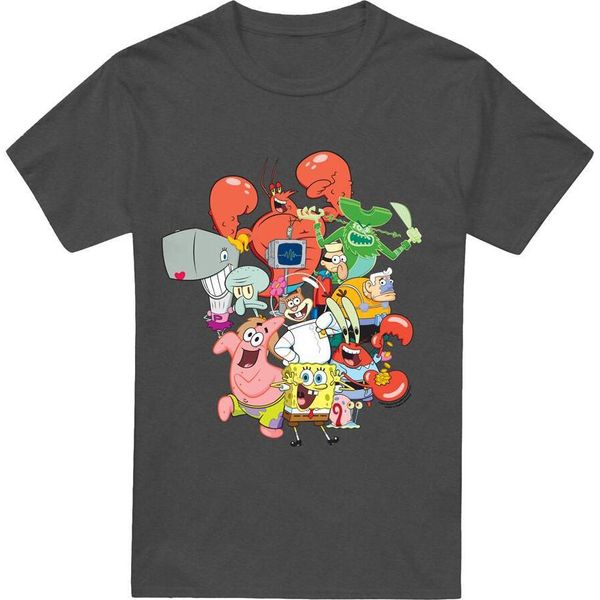Spongebob Squarepants - Maglietta "The Whole Gang"" Per Uomo/Donna Unisex TV18381 (3XL) (Charcoal)"-image