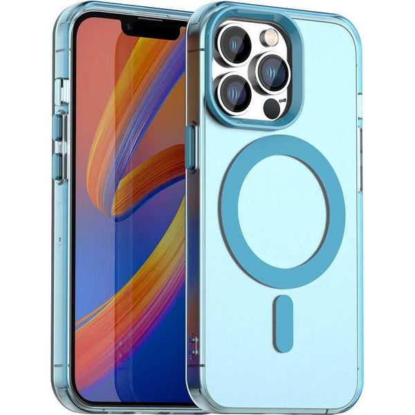 Custodia Magnetica Per Iphone 12 Pro Max, Sottile Custodia Traslucida Opaca Antiurto Blu-image