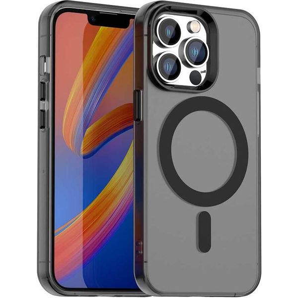 Custodia Magnetica Per Iphone 12 Pro Max, Sottile Custodia Traslucida Opaca Antiurto Nera-image
