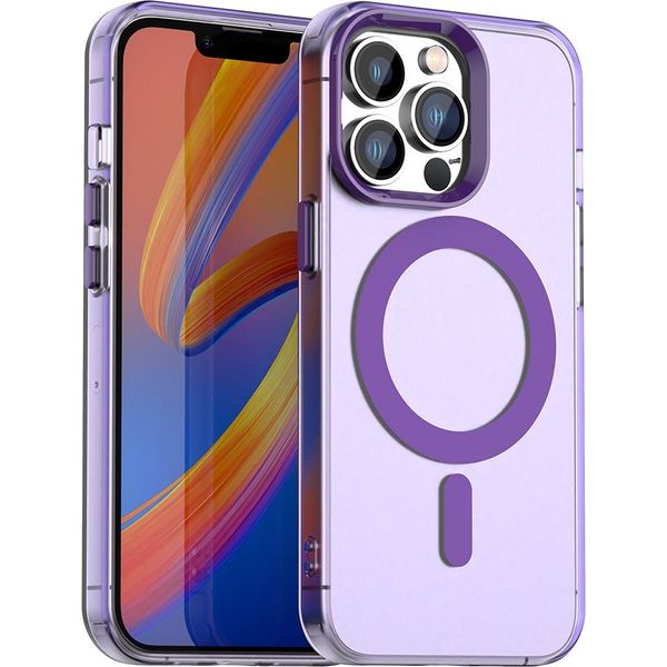 Custodia Magnetica Per Iphone 13 Pro, Sottile Custodia Traslucida Opaca Antiurto Viola-image