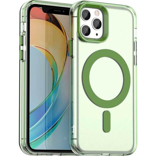 Custodia Magnetica Per Iphone 11 Pro Max, Sottile Custodia Traslucida Opaca Antiurto Verde-image