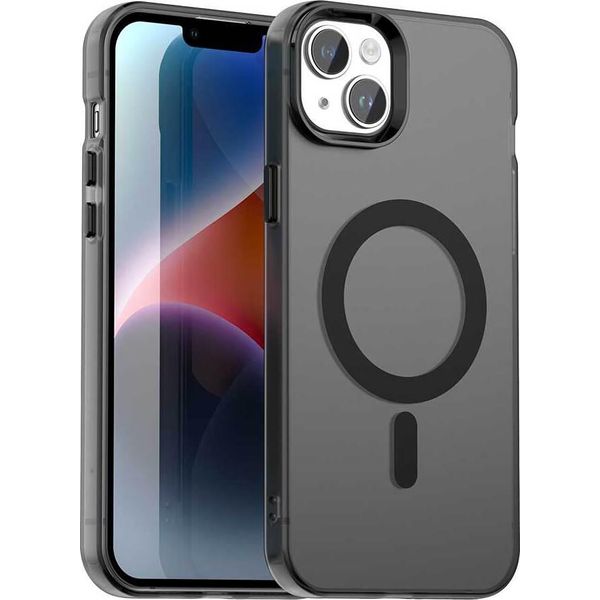 Custodia Magnetica Per Iphone 15, Sottile Custodia Traslucida Opaca Antiurto Nera-image