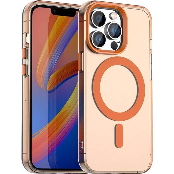 Custodia Magnetica Per Iphone 13 Pro Max, Sottile Custodia Traslucida Opaca Antiurto Arancione-image