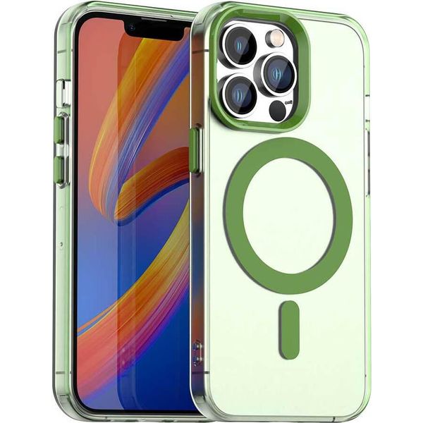 Custodia Magnetica Per Iphone 14 Pro, Sottile Custodia Antiurto Traslucida Opaca Verde-image