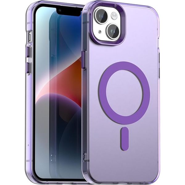 Custodia Magnetica Per Iphone 15, Sottile Custodia Traslucida Opaca Antiurto Viola-image