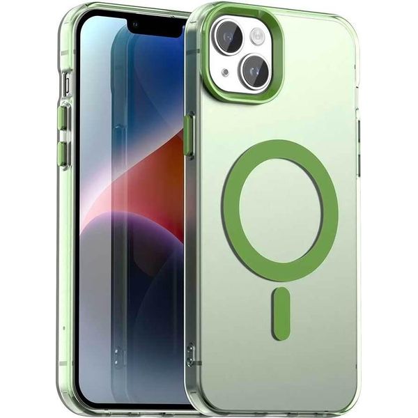 Custodia Magnetica Per Iphone 13 /Iphone 14, Sottile Custodia Traslucida Opaca Antiurto Verde-image