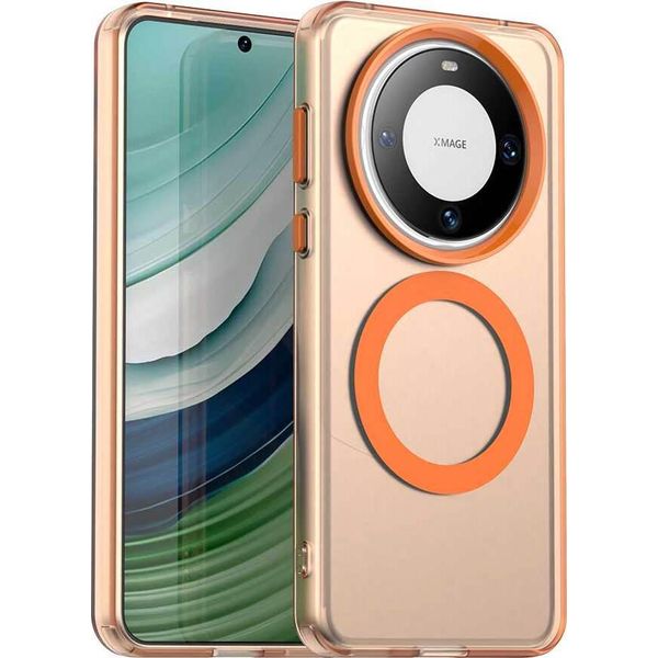 Custodia Magnetica Per Huawei Mate 60 Pro+, Sottile Custodia Traslucida Opaca Antiurto Arancione-image
