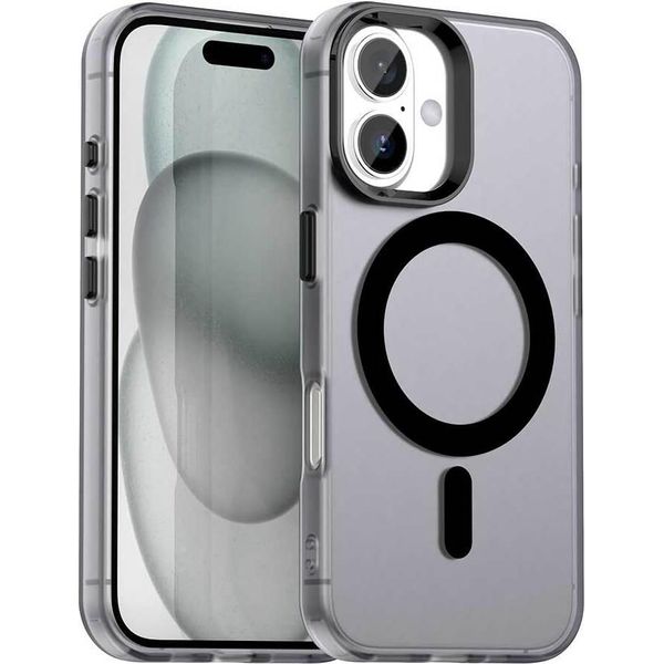 Custodia Magnetica Per Iphone 16, Sottile Custodia Traslucida Opaca Antiurto Nera-image